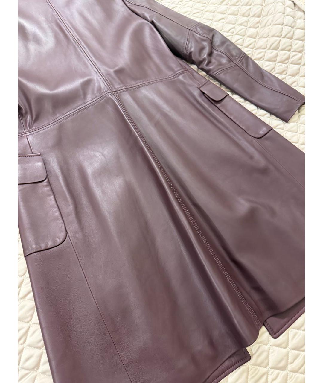 VALENTINO Бордовый кожаный тренч/плащ, фото 4