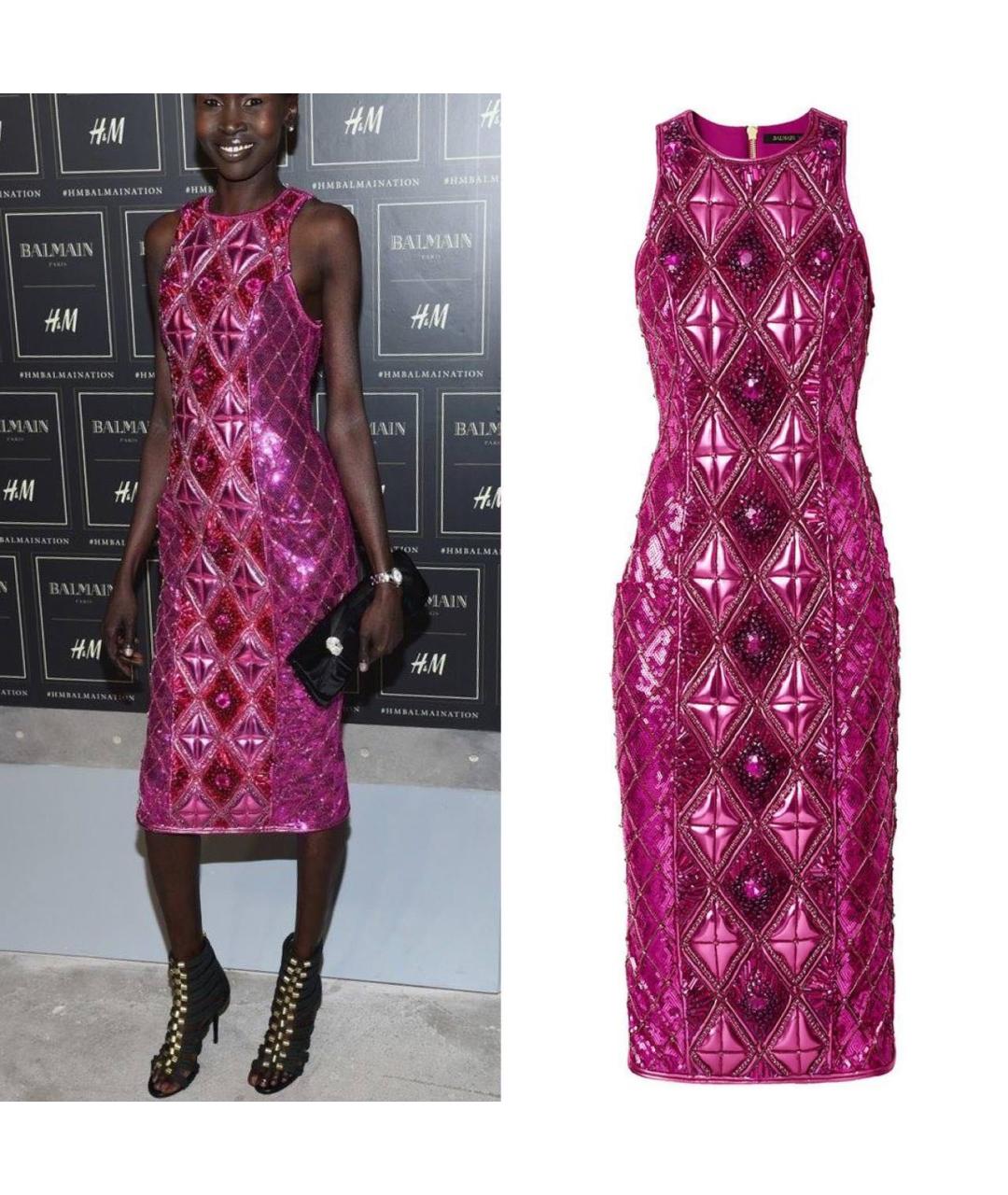 BALMAIN Фуксия коктейльное платье, фото 2