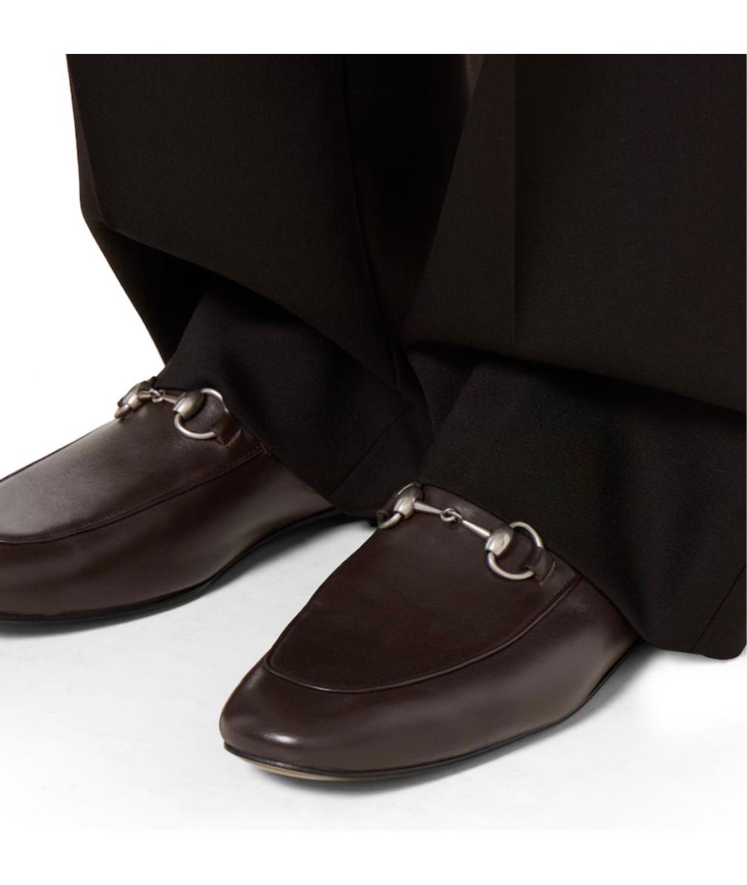 GUCCI Коричневые кожаные лоферы, фото 3