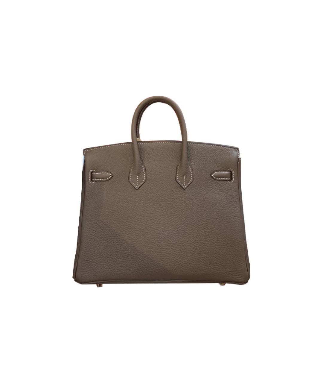 HERMES Коричневая кожаная сумка с короткими ручками, фото 2
