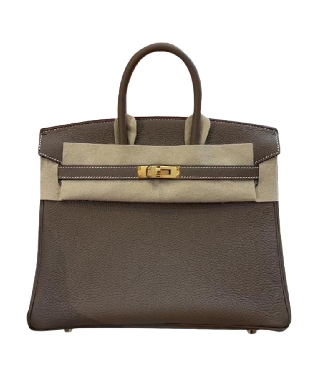HERMES Коричневая кожаная сумка с короткими ручками, фото 1
