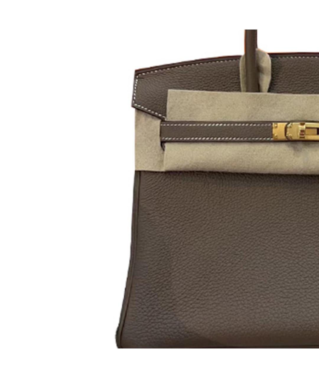 HERMES Коричневая кожаная сумка с короткими ручками, фото 4