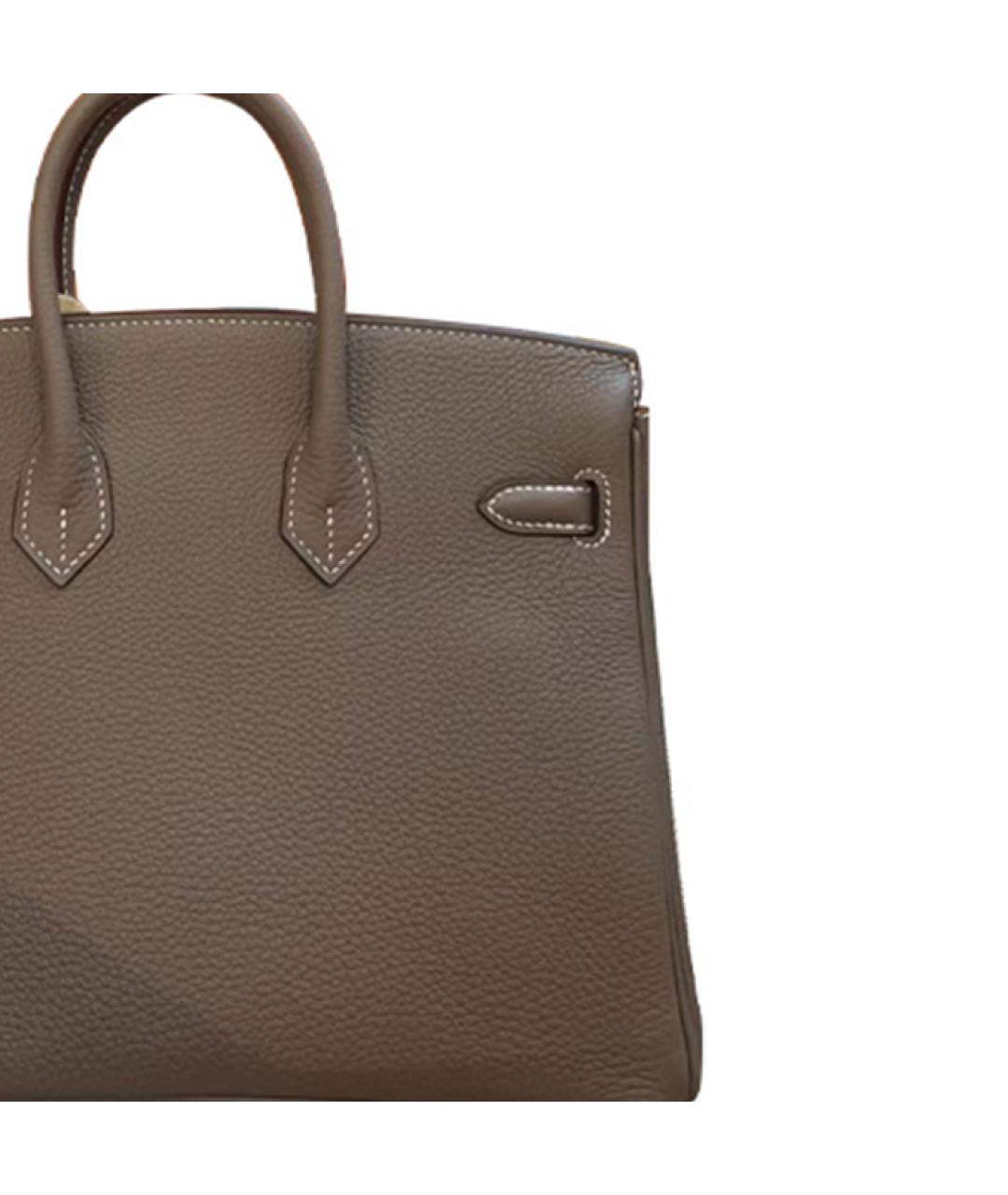 HERMES Коричневая кожаная сумка с короткими ручками, фото 5