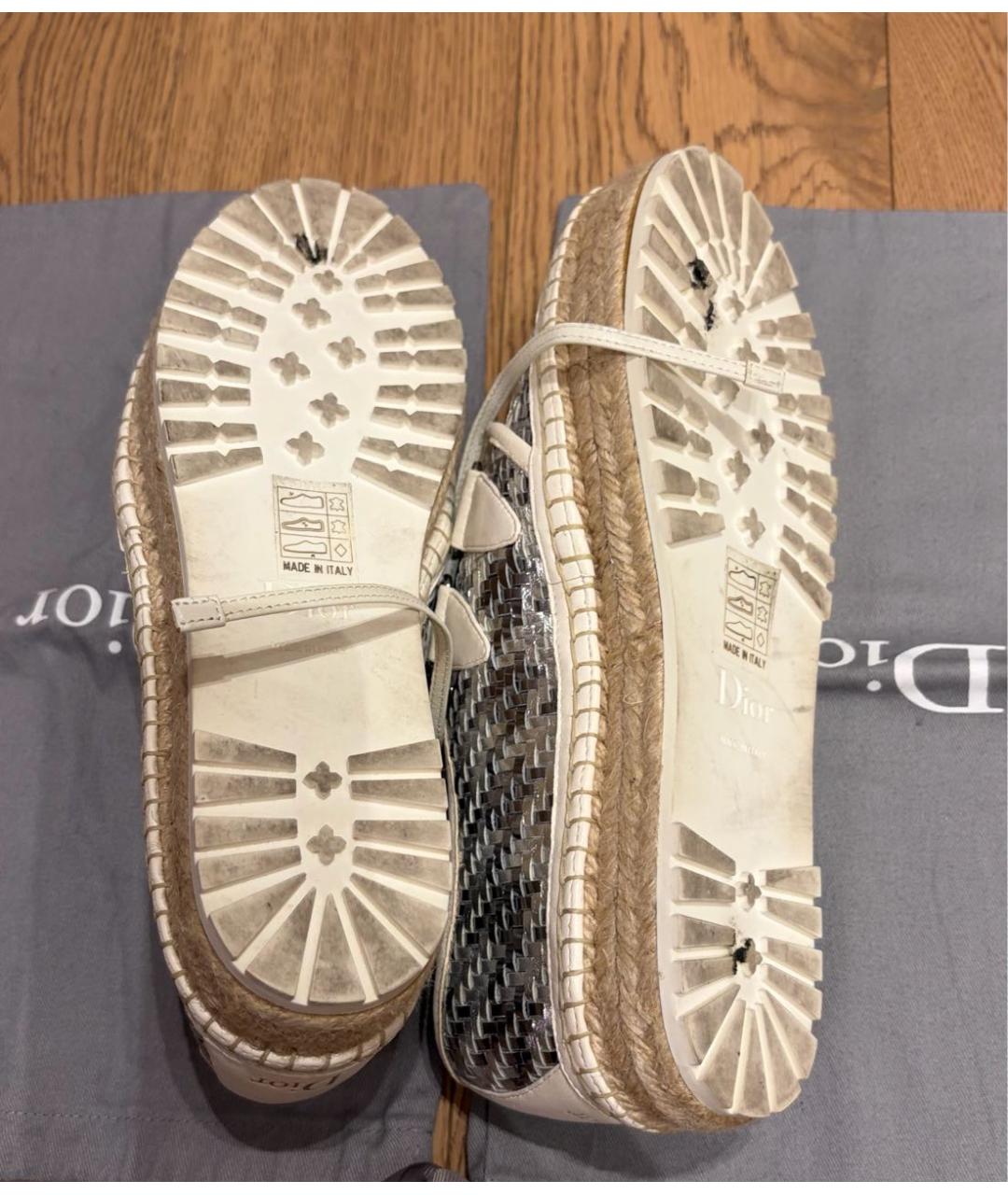 CHRISTIAN DIOR Серебряные кожаные эспадрильи, фото 5