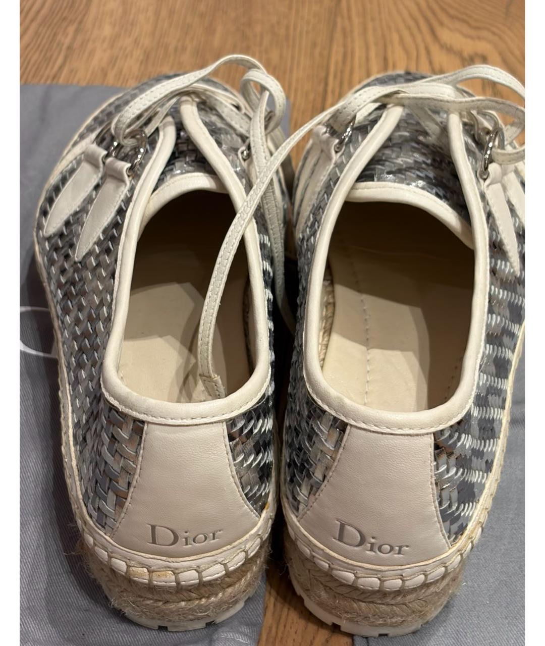 CHRISTIAN DIOR Серебряные кожаные эспадрильи, фото 4