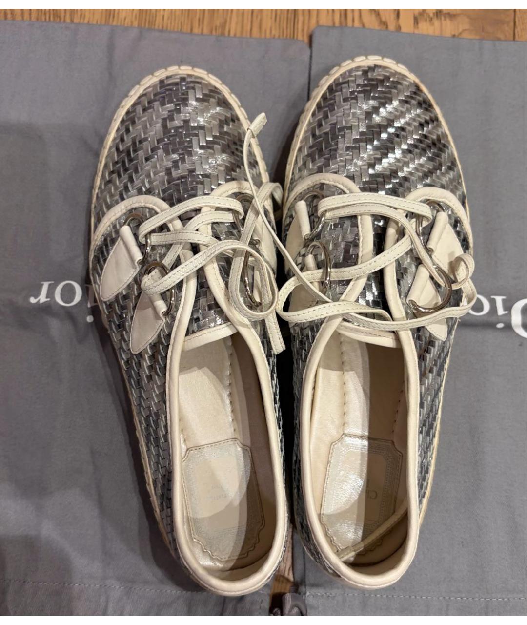 CHRISTIAN DIOR Серебряные кожаные эспадрильи, фото 3