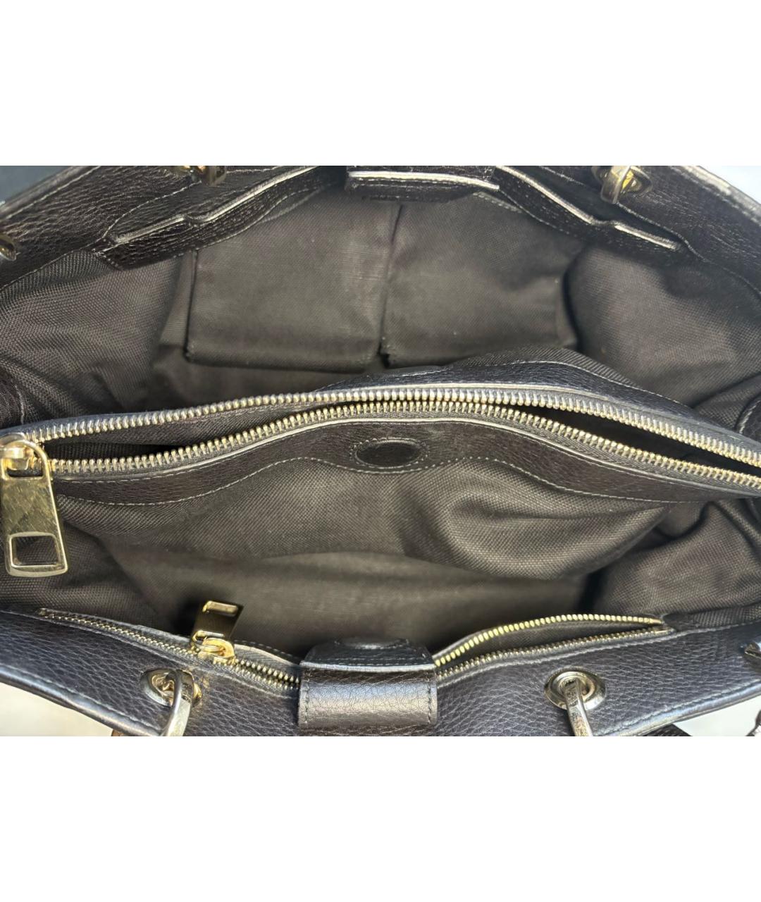 GUCCI Черная кожаная сумка тоут, фото 7
