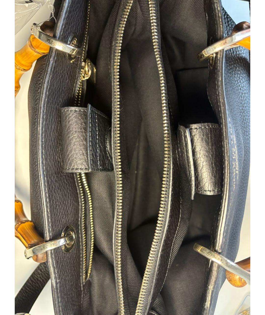 GUCCI Черная кожаная сумка тоут, фото 4