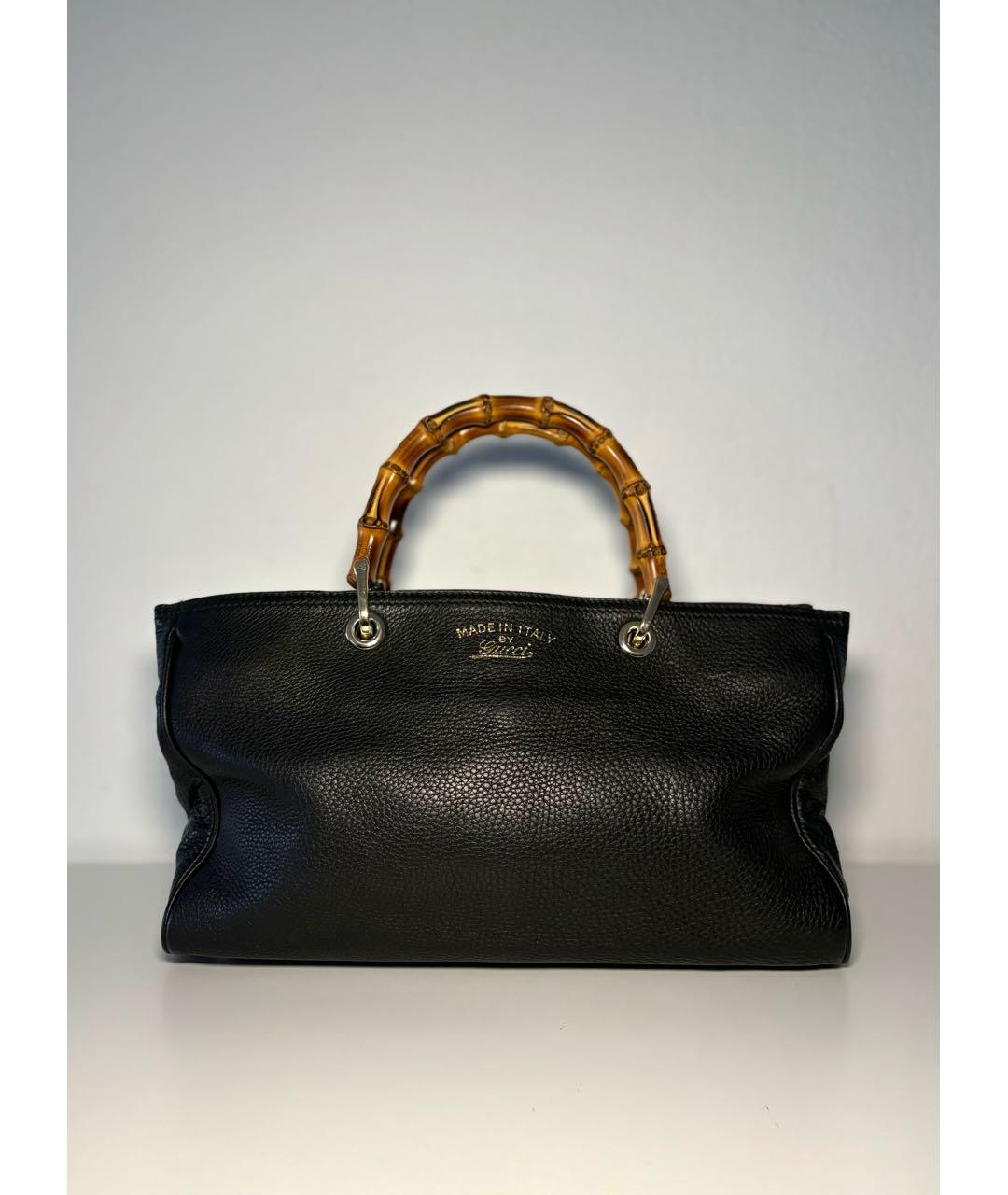 GUCCI Черная кожаная сумка тоут, фото 9