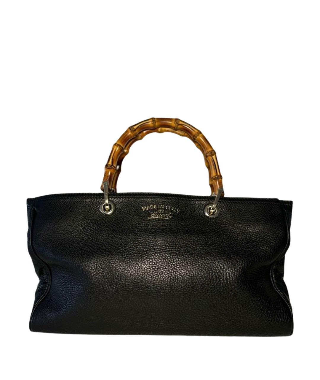 GUCCI Черная кожаная сумка тоут, фото 1