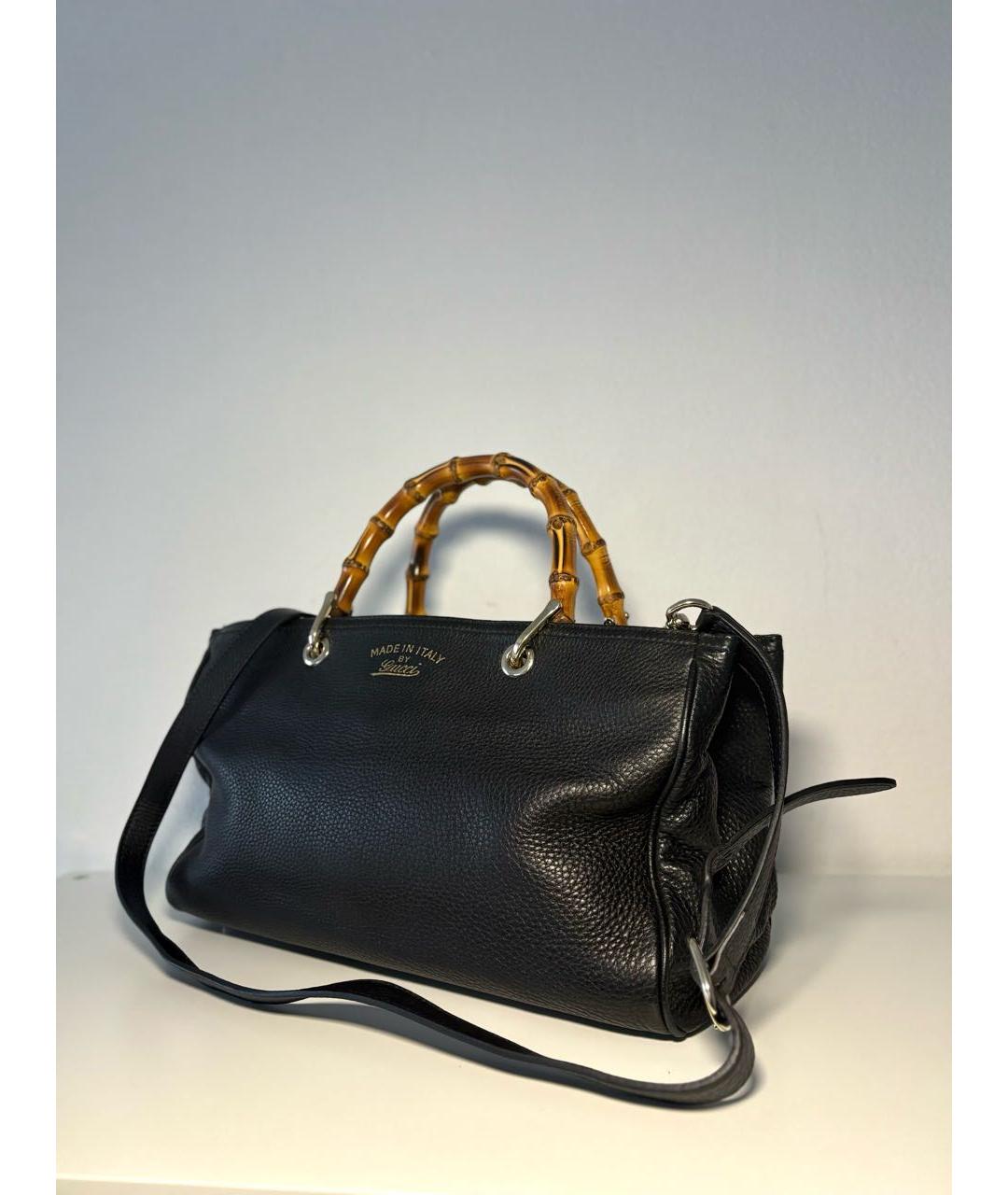 GUCCI Черная кожаная сумка тоут, фото 2