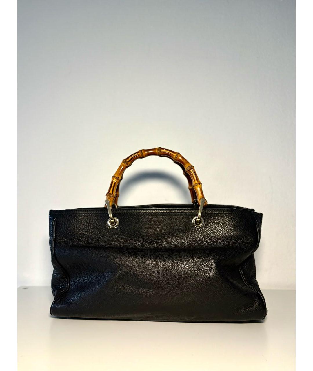 GUCCI Черная кожаная сумка тоут, фото 3