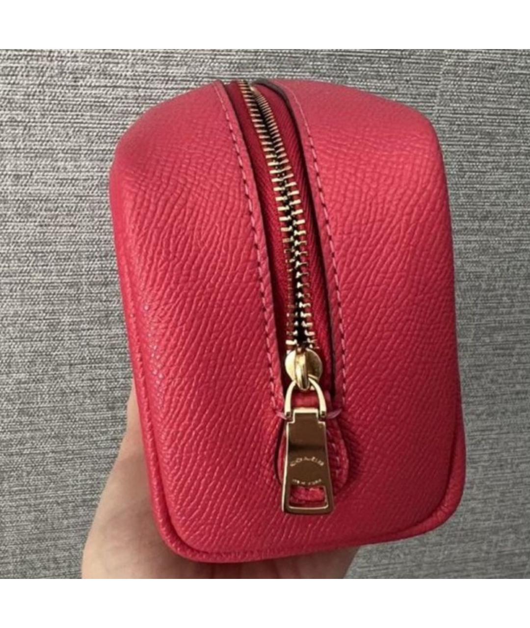 COACH Фуксия кожаная косметичка, фото 4