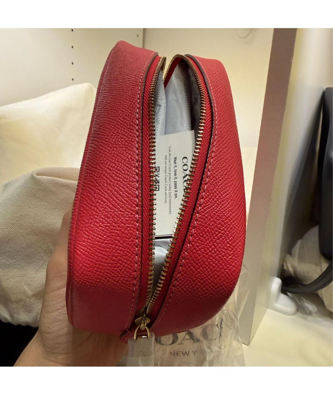 COACH Фуксия кожаная косметичка, фото 7