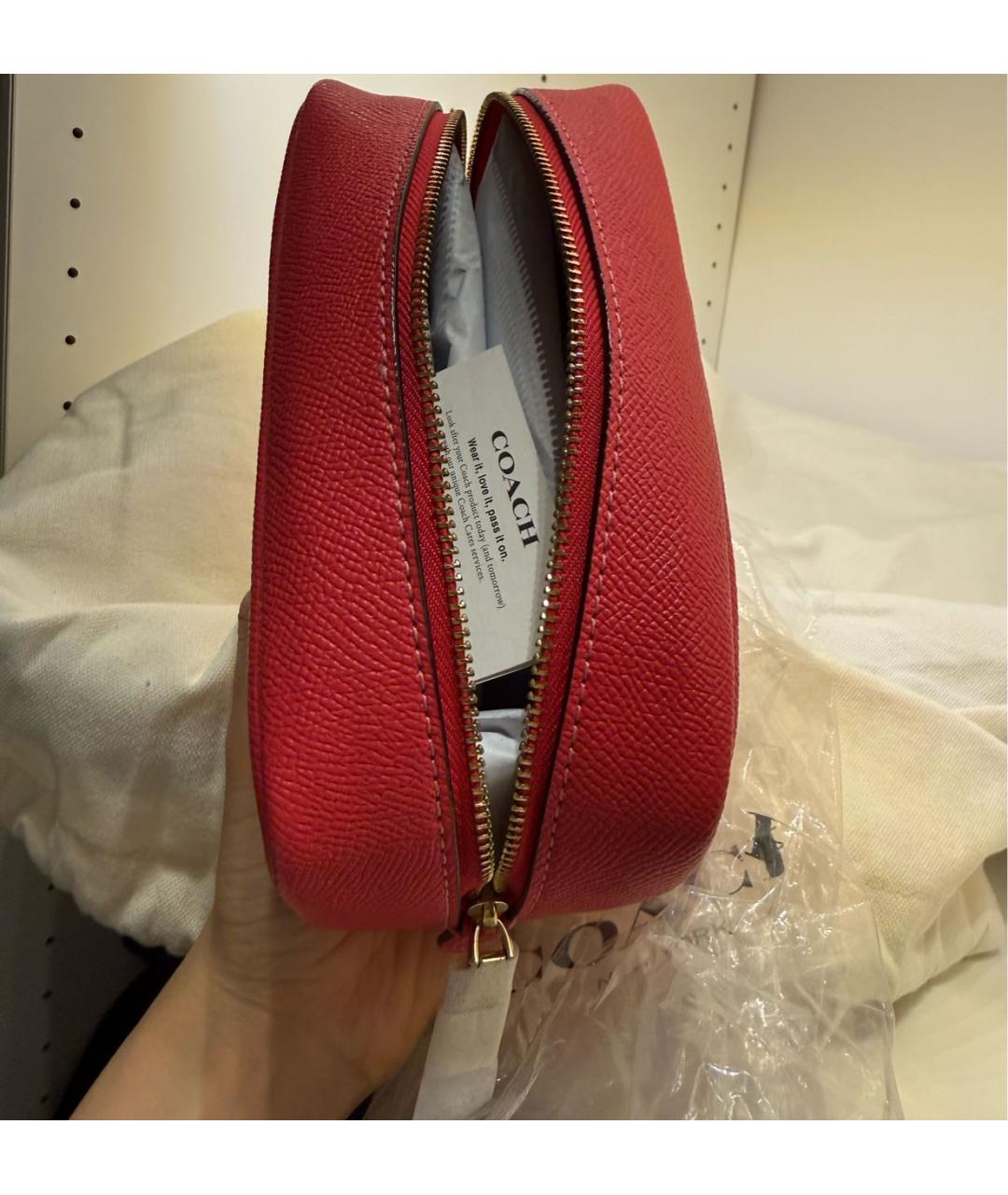 COACH Фуксия кожаная косметичка, фото 8
