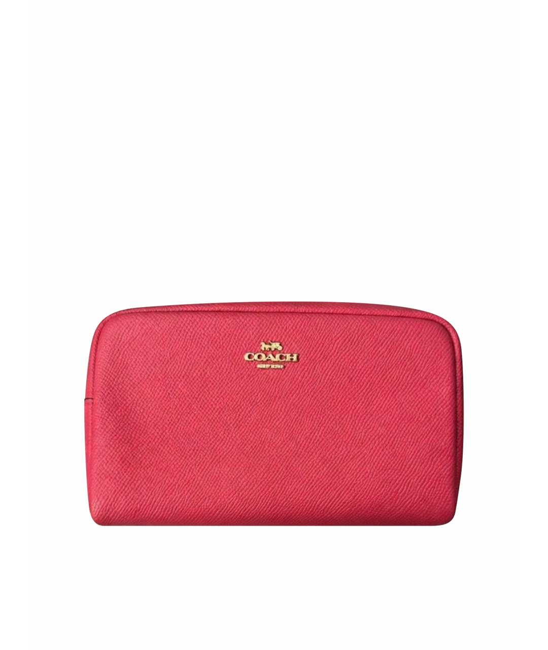 COACH Фуксия кожаная косметичка, фото 1