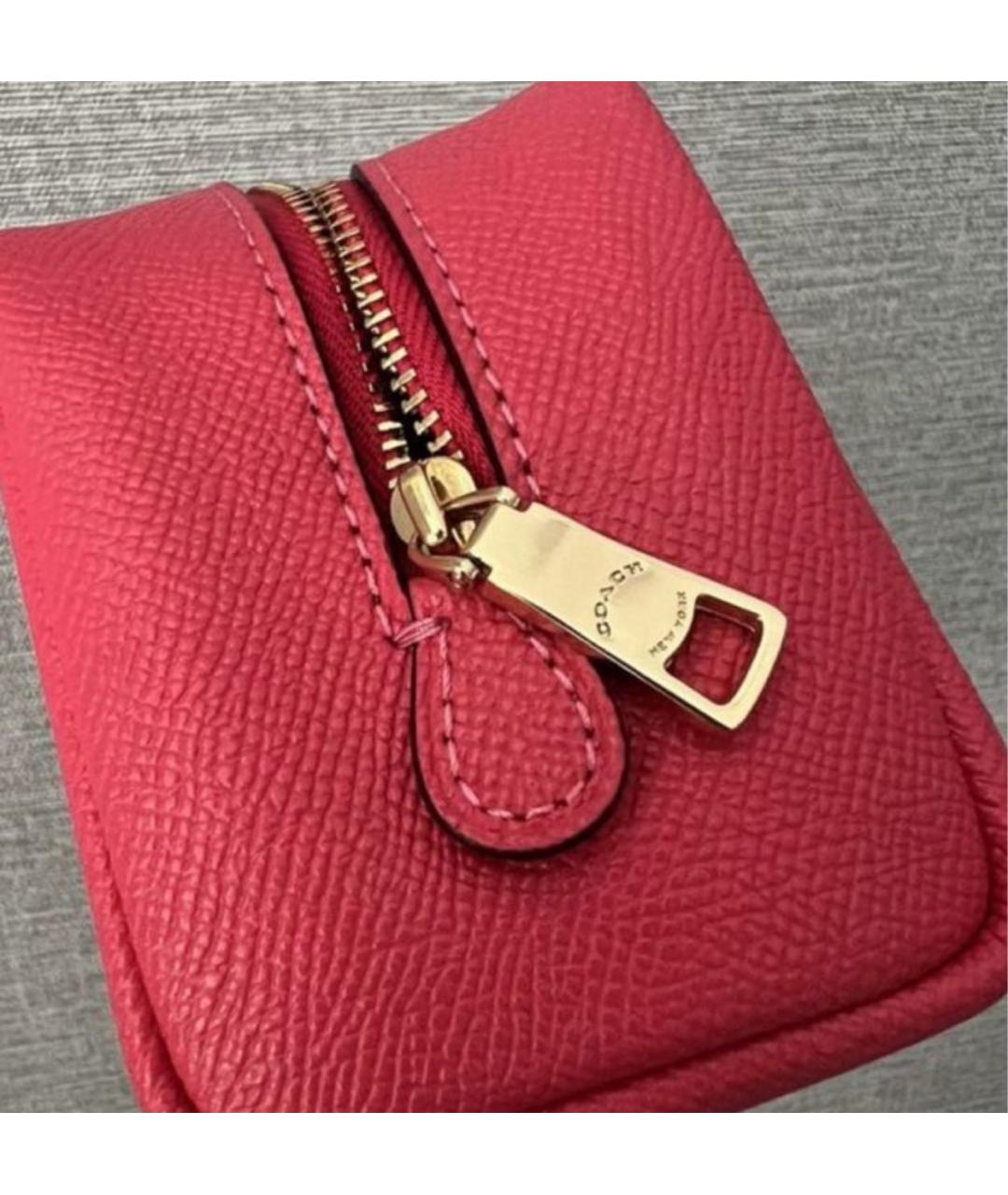 COACH Фуксия кожаная косметичка, фото 3