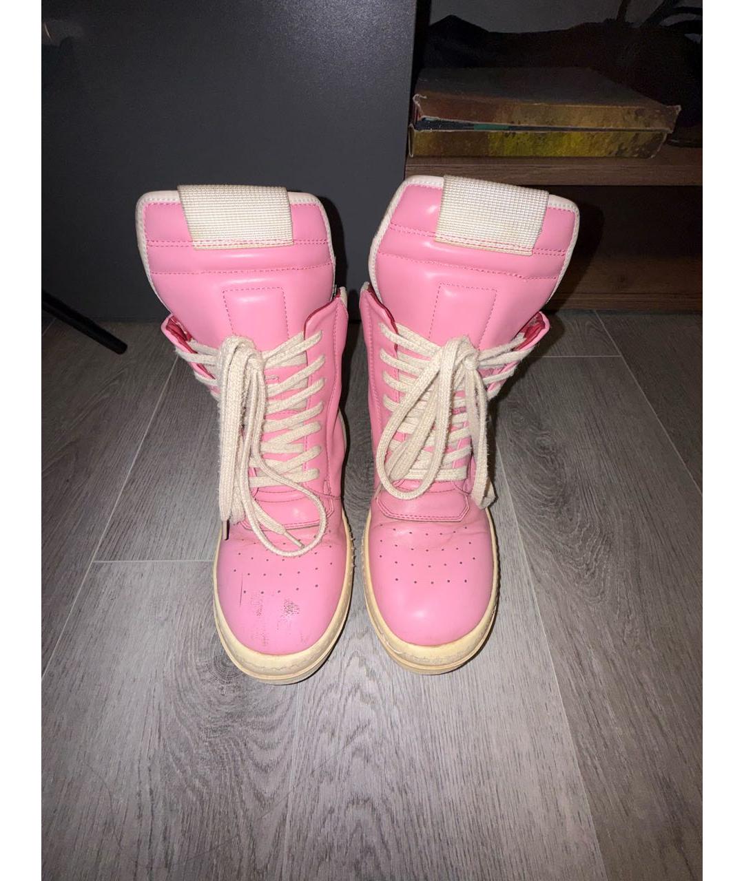 RICK OWENS Розовые кожаные кроссовки, фото 2