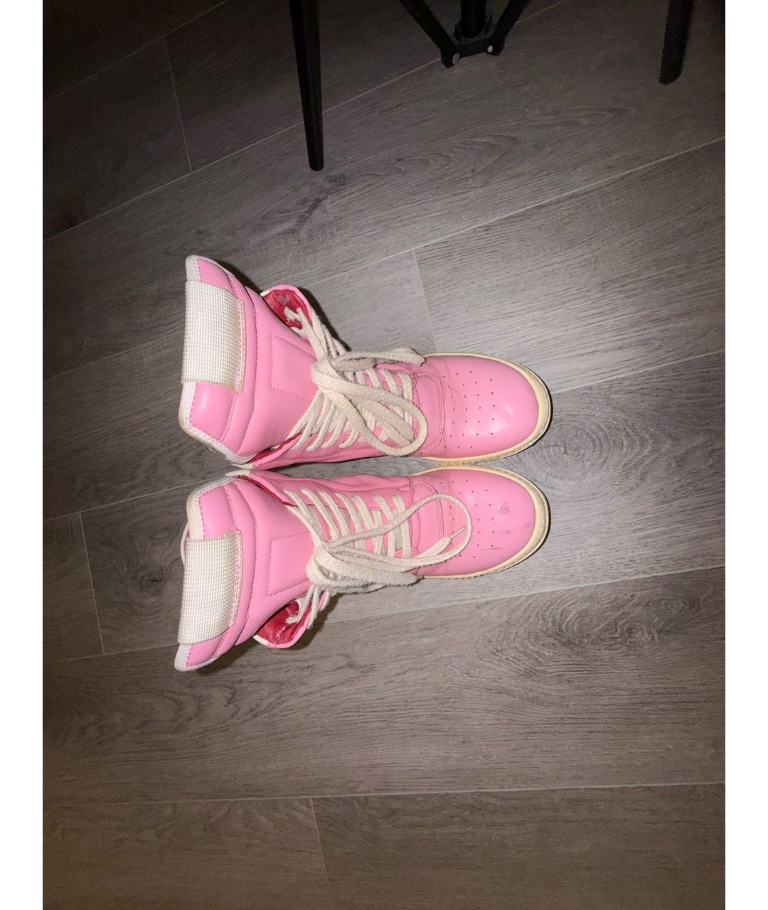 RICK OWENS Розовые кожаные кроссовки, фото 3