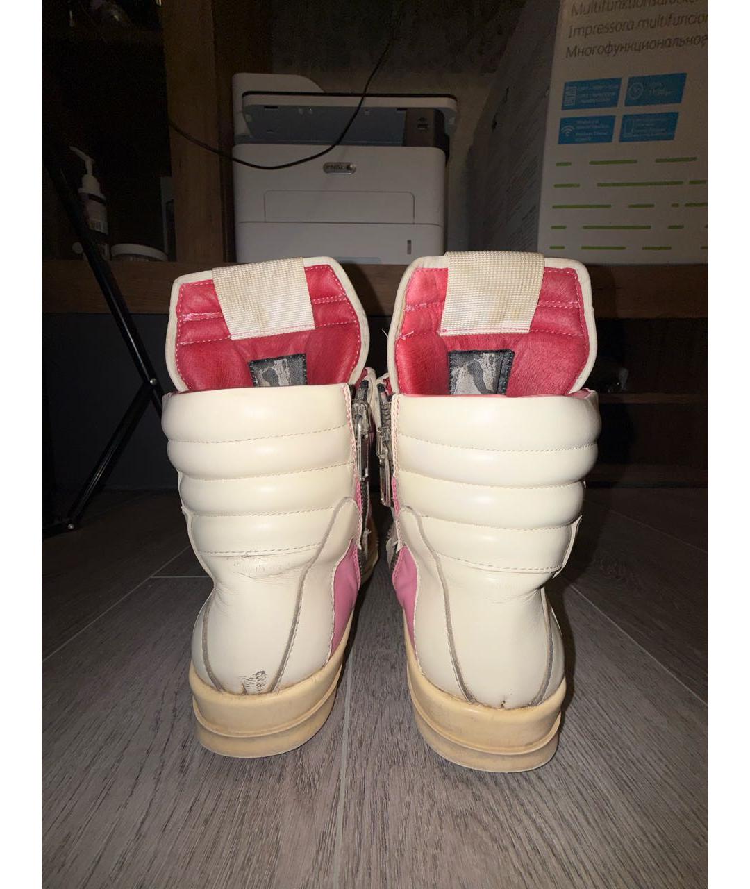 RICK OWENS Розовые кожаные кроссовки, фото 4