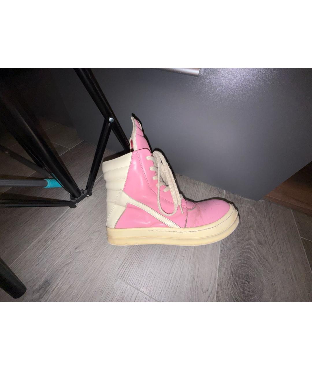 RICK OWENS Розовые кожаные кроссовки, фото 5