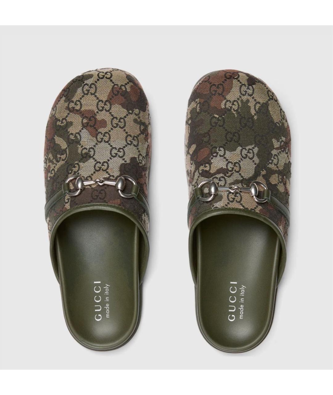 GUCCI Хаки шлепанцы, фото 5
