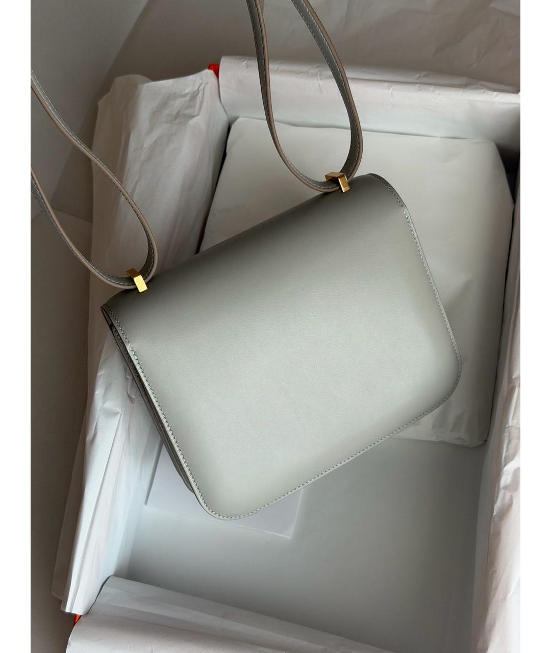 HERMES Серая кожаная сумка через плечо, фото 3