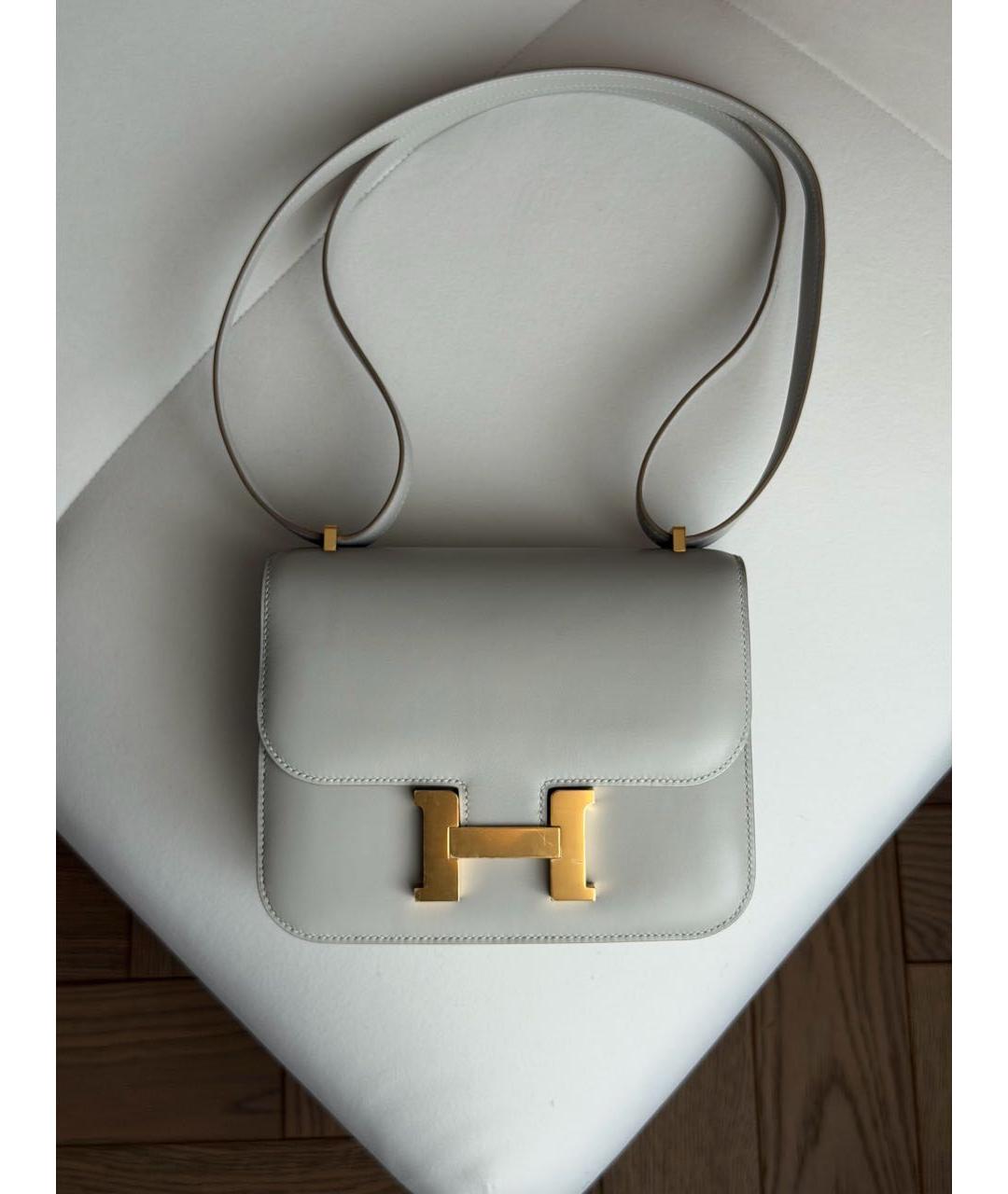 HERMES Серая кожаная сумка через плечо, фото 7