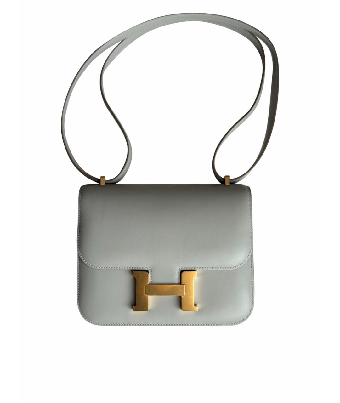 HERMES Серая кожаная сумка через плечо, фото 1