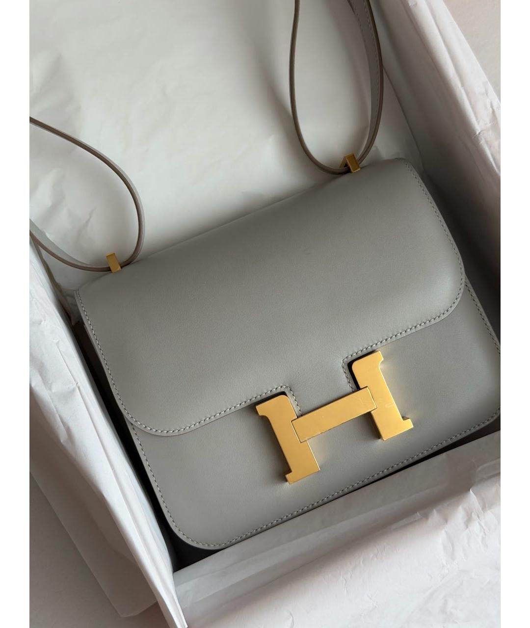 HERMES Серая кожаная сумка через плечо, фото 6