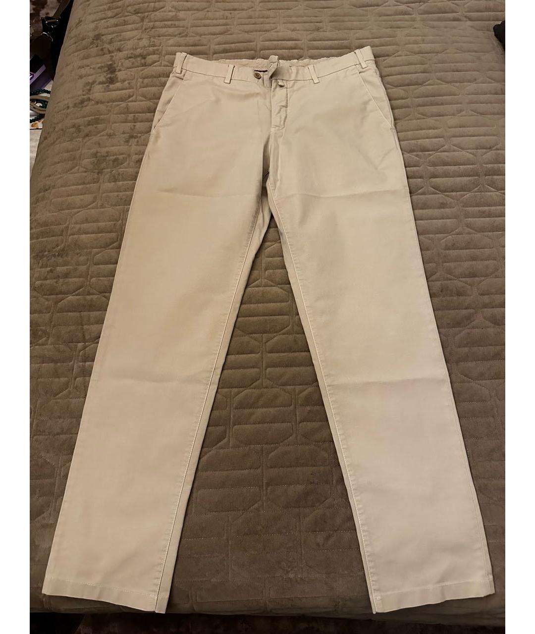 LORO PIANA Бежевые хлопковые повседневные брюки, фото 5