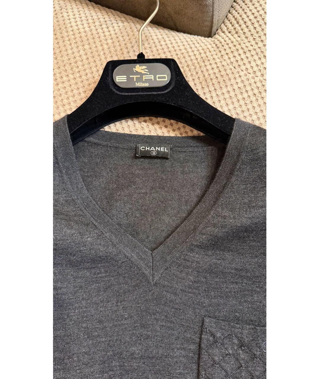 CHANEL Серая кашемировая футболка, фото 3