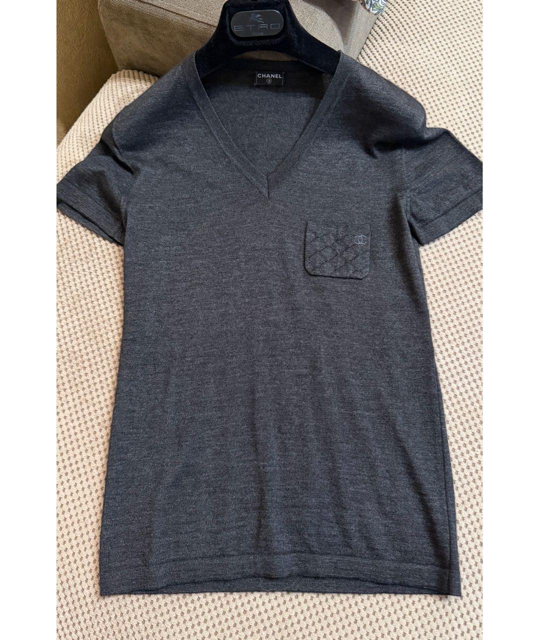 CHANEL Серая кашемировая футболка, фото 2