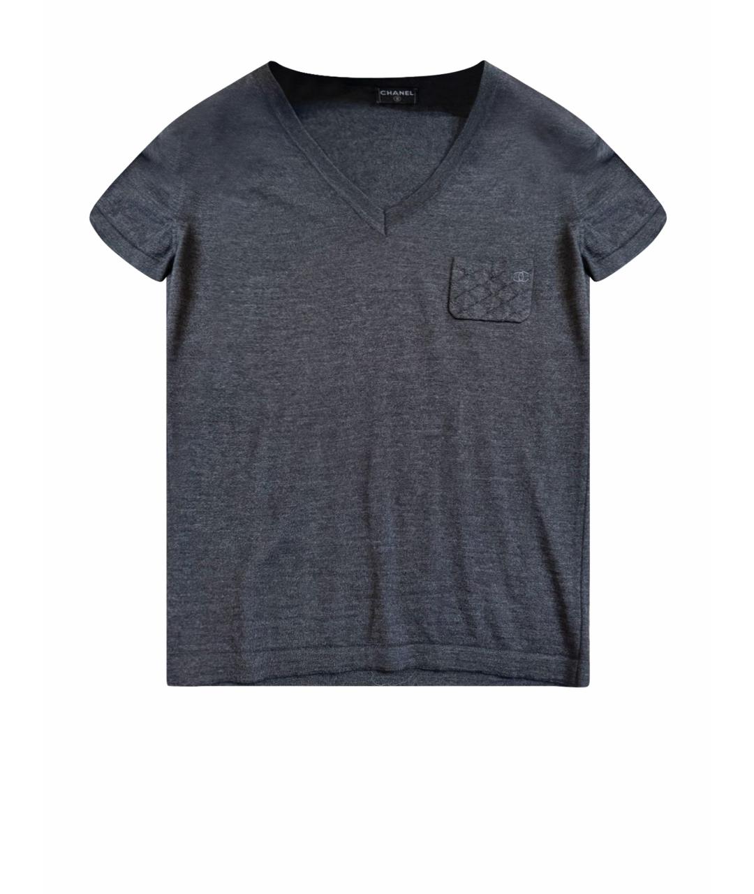 CHANEL Серая кашемировая футболка, фото 1