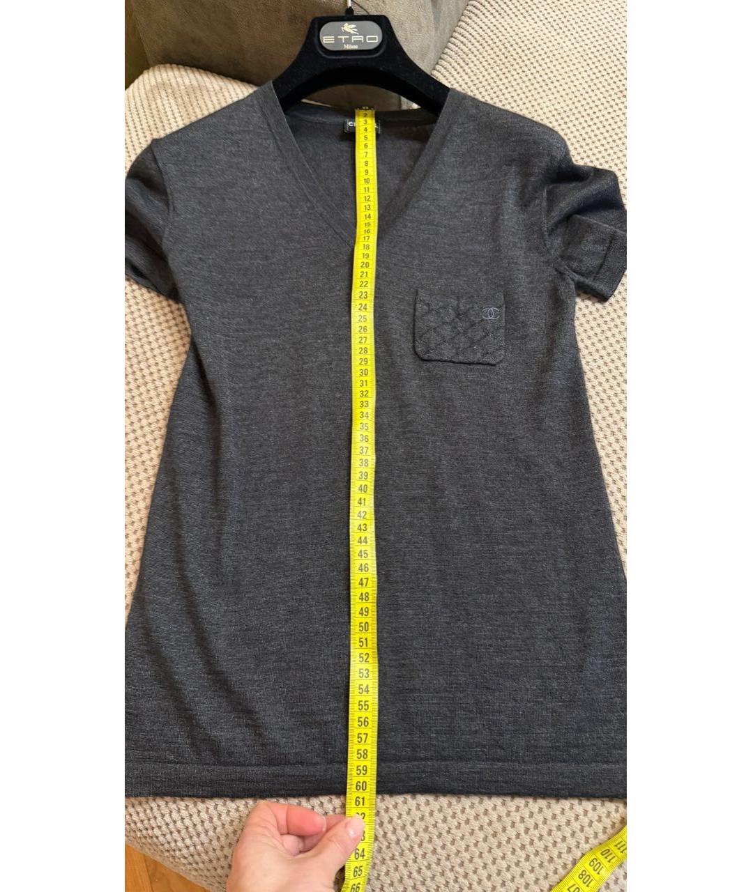 CHANEL Серая кашемировая футболка, фото 5