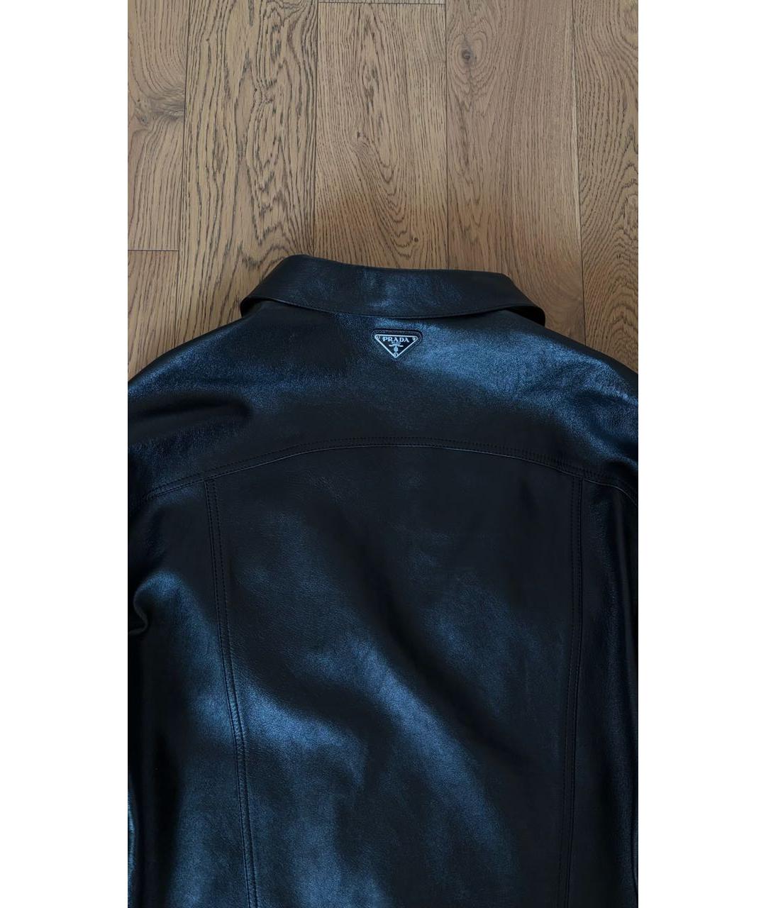PRADA Черная кожаная рубашка, фото 4