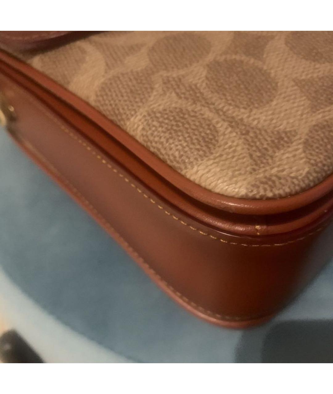 COACH Коричневая кожаная сумка через плечо, фото 5