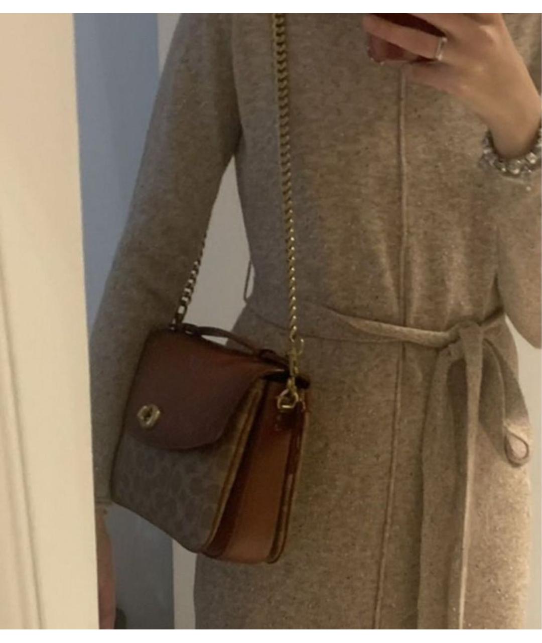 COACH Коричневая кожаная сумка через плечо, фото 8