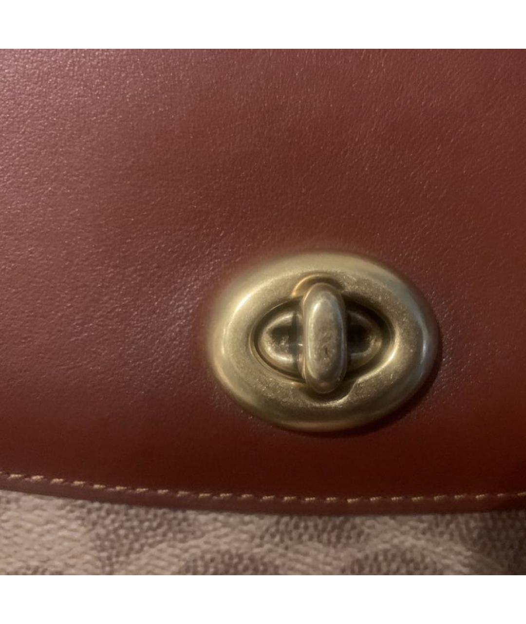 COACH Коричневая кожаная сумка через плечо, фото 6