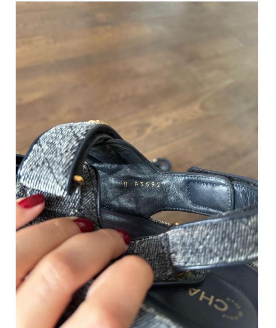 CHANEL Темно-синие сандалии, фото 6