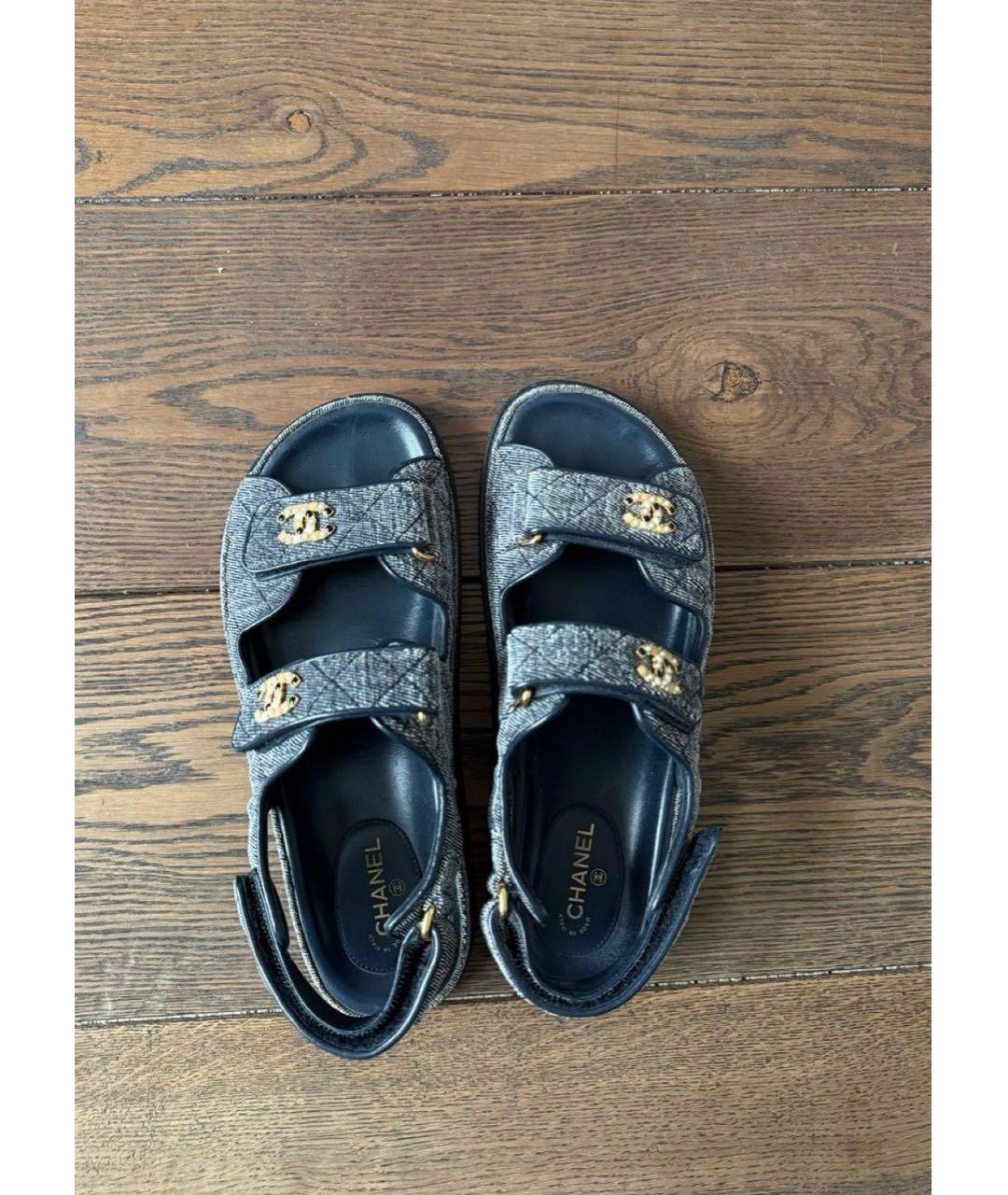 CHANEL Темно-синие сандалии, фото 3