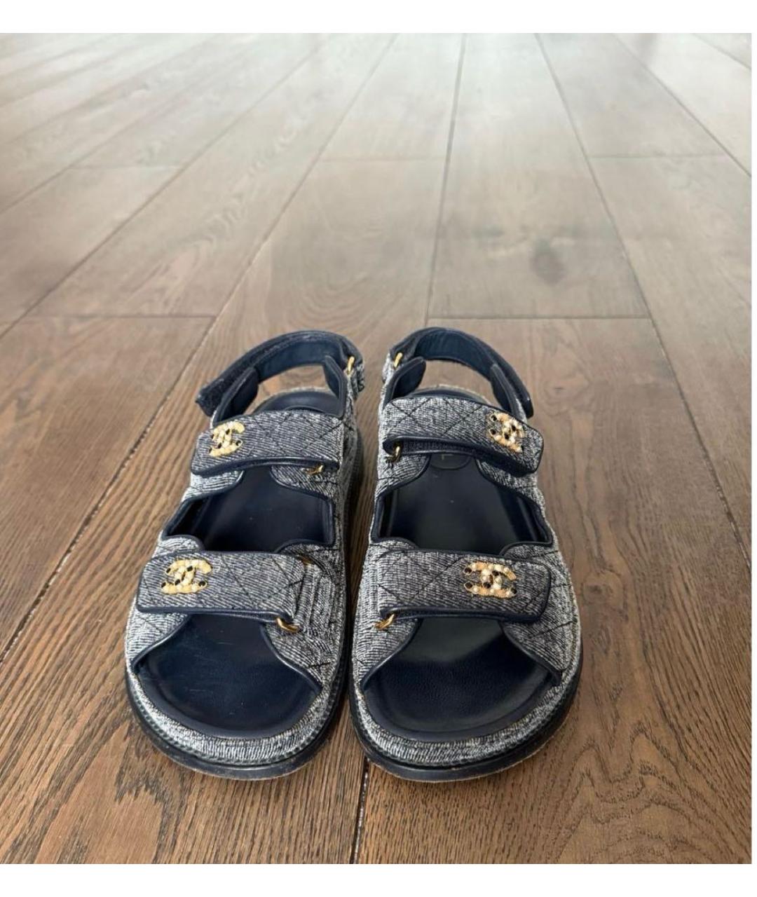 CHANEL Темно-синие сандалии, фото 2