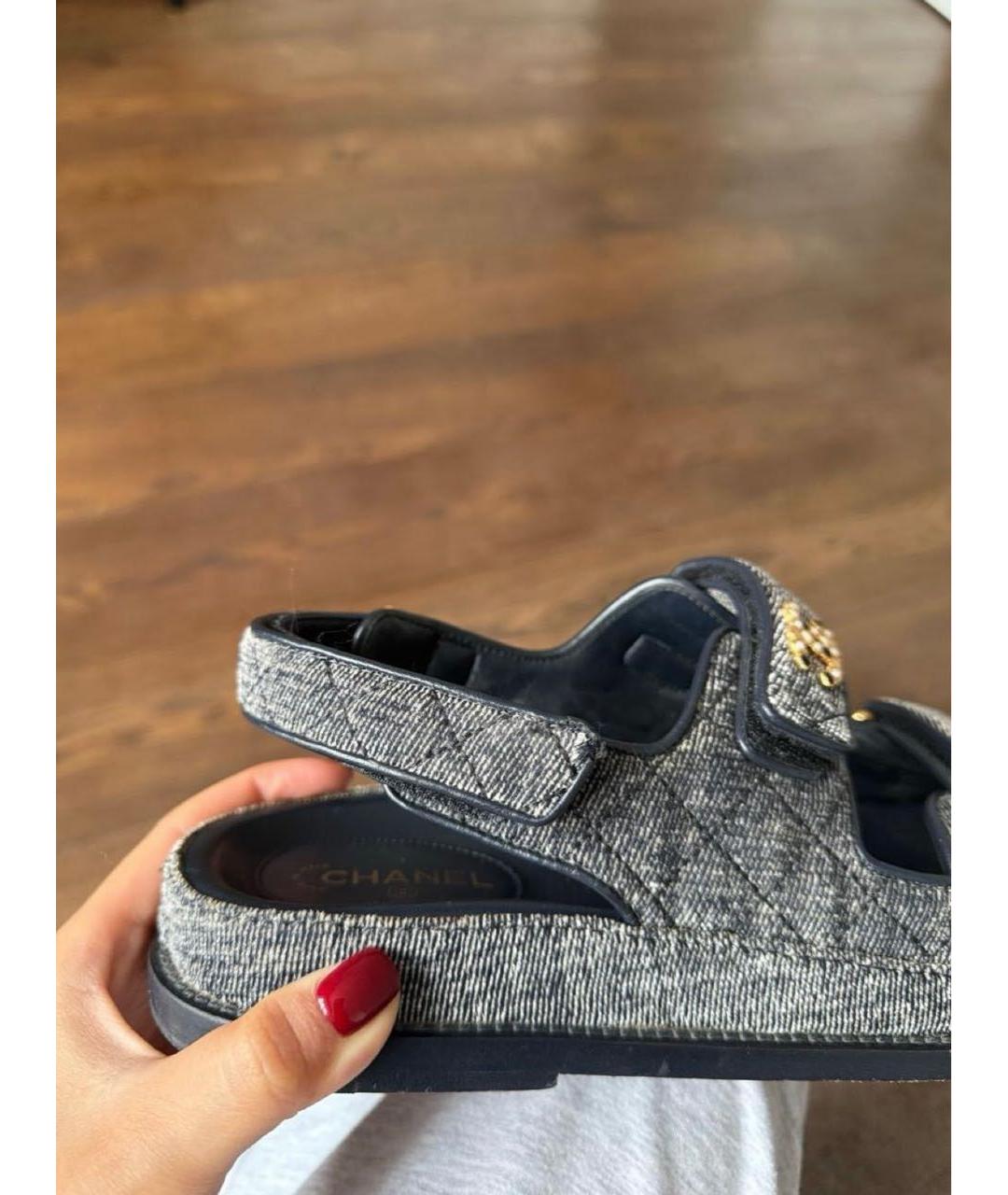 CHANEL Темно-синие сандалии, фото 7
