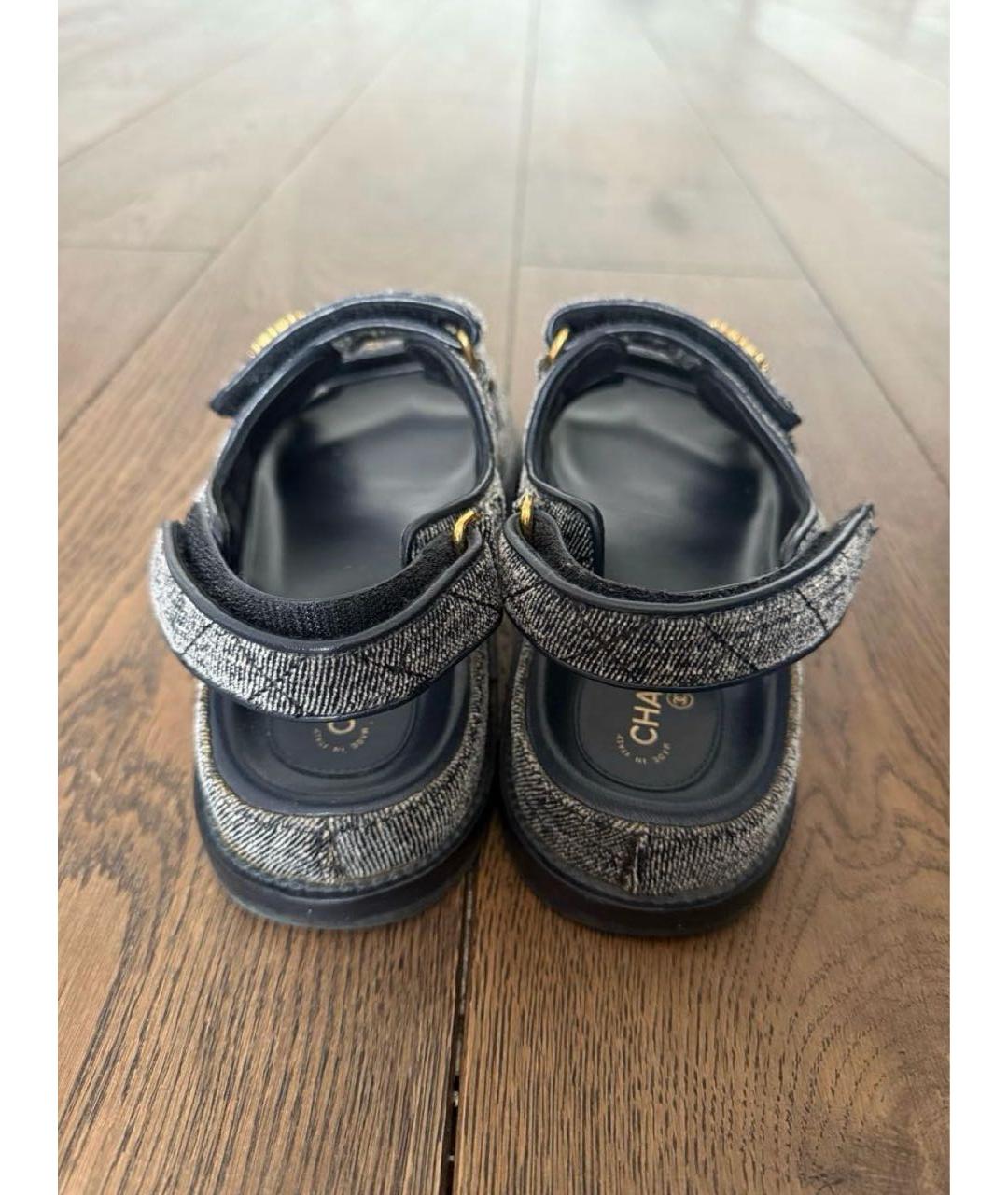 CHANEL Темно-синие сандалии, фото 4