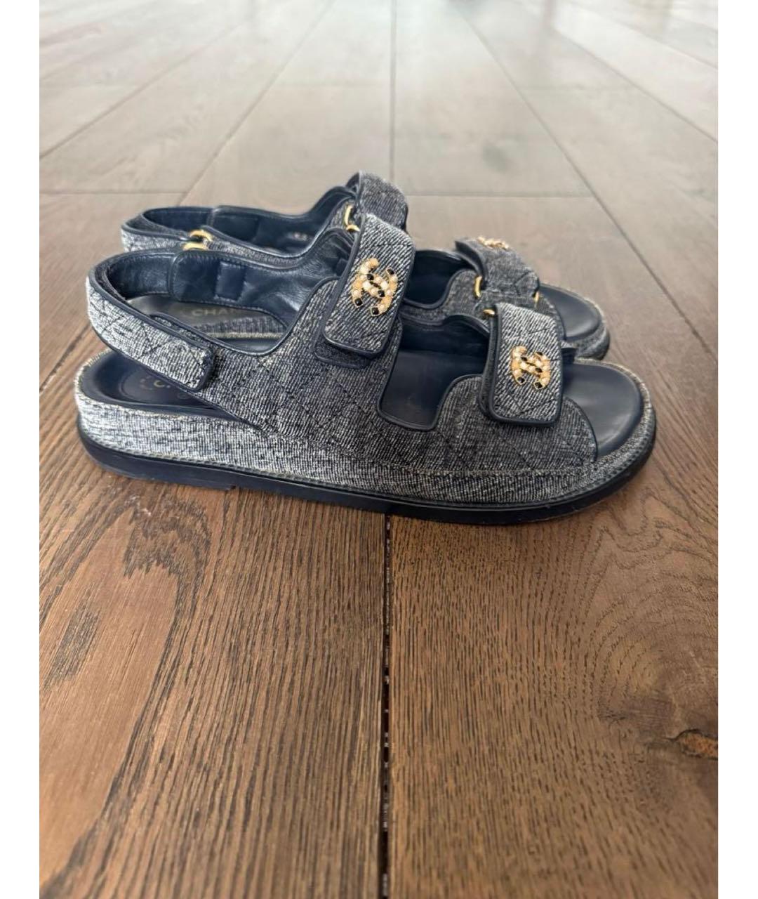 CHANEL Темно-синие сандалии, фото 8