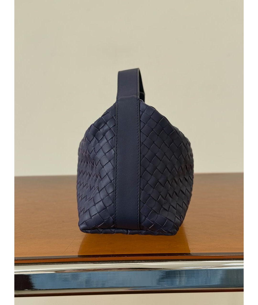 BOTTEGA VENETA Темно-синяя кожаная сумка с короткими ручками, фото 2