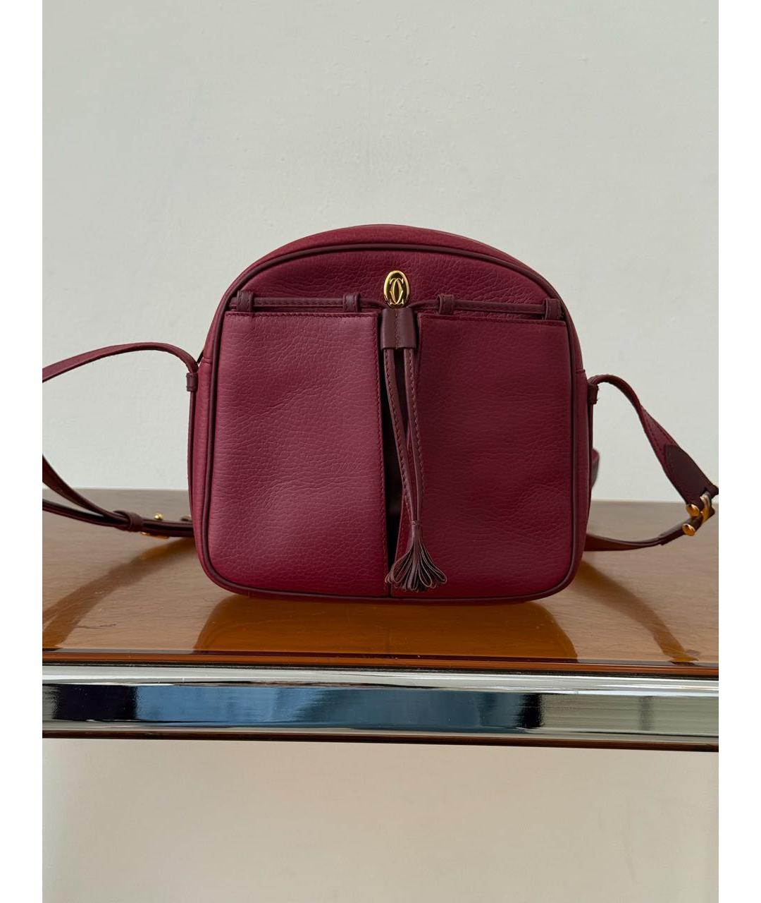 CARTIER Бордовая кожаная сумка через плечо, фото 9