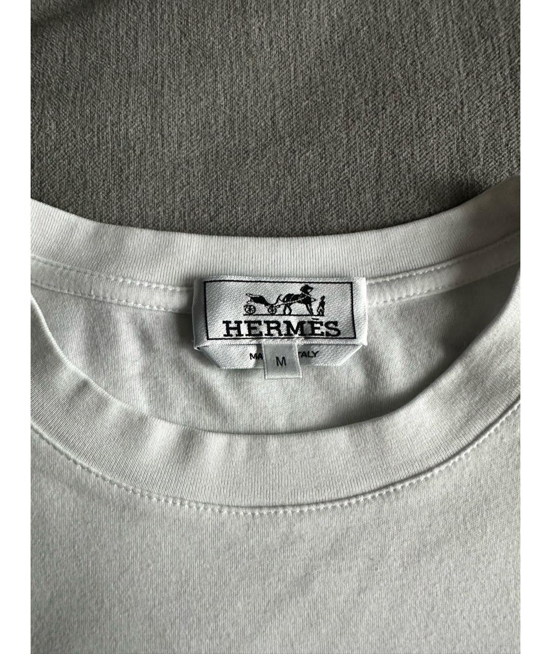 HERMES Белая хлопковая футболка, фото 3
