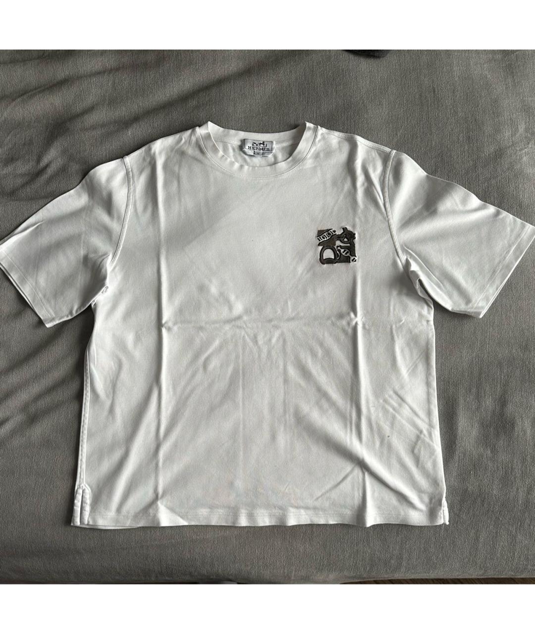 HERMES Белая хлопковая футболка, фото 5