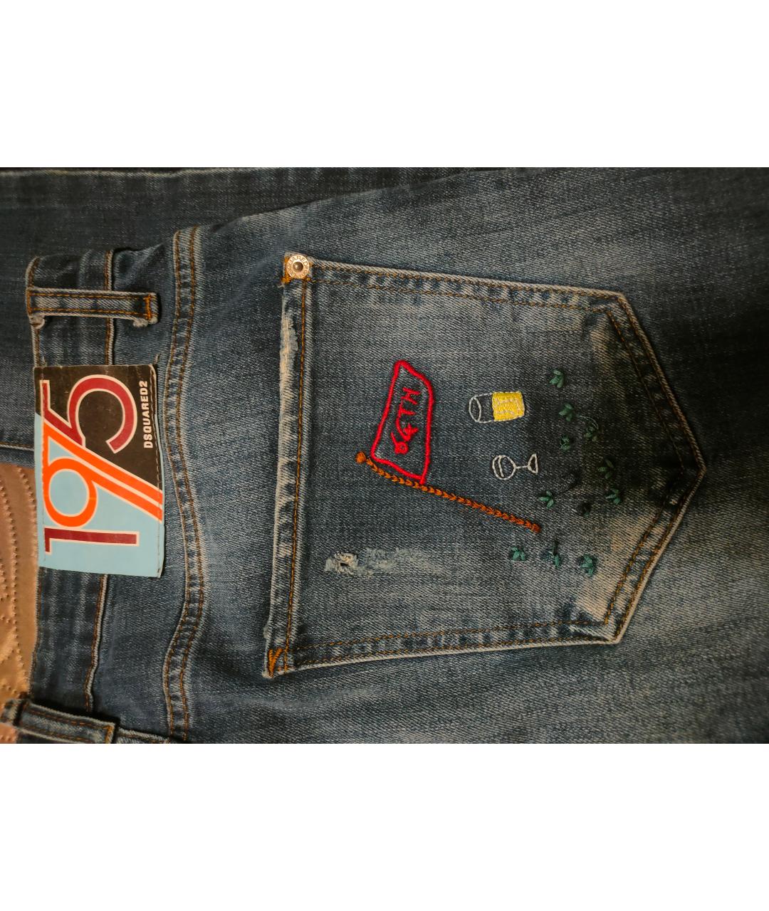 DSQUARED2 Синие хлопковые прямые джинсы, фото 6